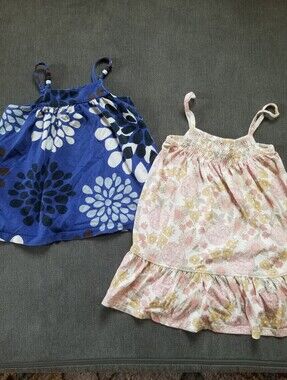 Girls Floral Tank Dress And Shirt - Pink & Blue size 2T